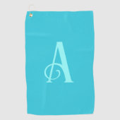 Monogramm Modernes Minimal Türkis Golfhandtuch (Vorderseite)