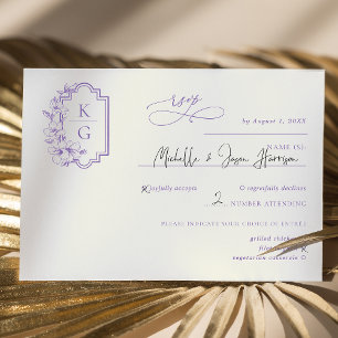 Monogramm   Modernes Minimales Hochzeitsszenario RSVP Karte