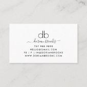 Monogramm Modernes Minimalistisches Berufliches Un Visitenkarte (Rückseite)