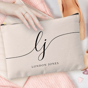 Monogramm Modernes Minimalistisches Kalligraphie R Zubehörtasche