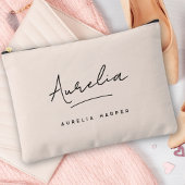 Monogramm Modernes, neutrales Minimalistisch Blush Zubehörtasche