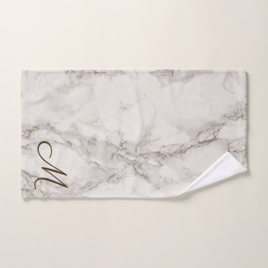 Monogramm-modernes nobles Imitat-Weiß u. Badhandtuch Set (Handtuch)