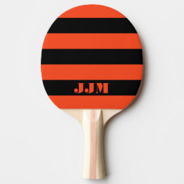 Monogramm Modernes Orangenkorallen, Schwarzer Stre Tischtennis Schläger
