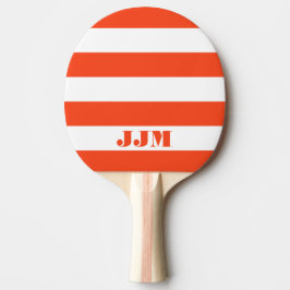 Monogramm Modernes Orangenkorallen, Weißstreifen Tischtennis Schläger