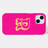 Monogramm Modernes Retro-Hot-Pink Case-Mate iPhone Hülle (Rückseite (Horizontal))