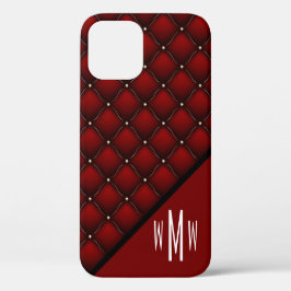 Monogramm Modernes, rotes, gequiltes Muster drucke Case-Mate iPhone Hülle