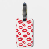 Monogramm-modernes schickes rotes Lippenmuster Gepäckanhänger (Rückseite vertikal)