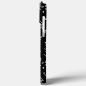 Monogramm Modernes Schwarz-weißes Blumenmuster Case-Mate iPhone Hülle (Rückseite / Links)