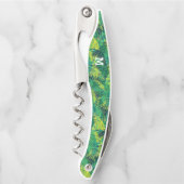 Monogramm modernes tropisches Palmmuster Kellnermesser (Vorderseite)