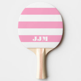 Monogramm Modernes Weiß, Carnation Pink Streifen Tischtennis Schläger