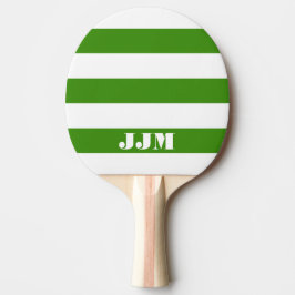 Monogramm Modernes Weiß, Grüner Streifen Tischtennis Schläger