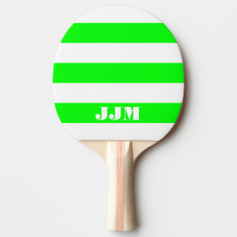 Monogramm Modernes Weiß, Kalkgrün Streifen Tischtennis Schläger