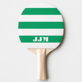 Monogramm Modernes Weiß, Kleeblatt Grün Streifen Tischtennis Schläger