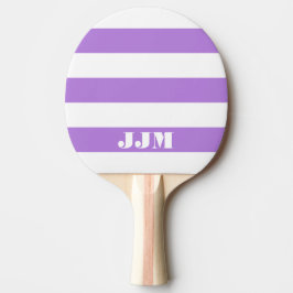 Monogramm Modernes Weiß, Lavendel Lila Streifen Tischtennis Schläger