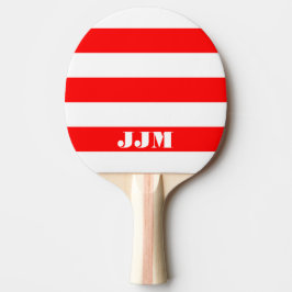 Monogramm Modernes Weiß, Roter Streifen Tischtennis Schläger