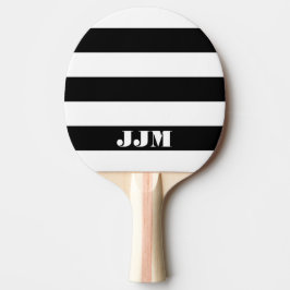 Monogramm Modernes Weiß, Schwarzer Streifen Tischtennis Schläger