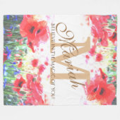 Monogramm Mohnfeld Wasserfarben Blumen Decke (Vorderseite (Horizontal))