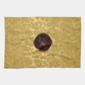 Monogramm monochromatische Goldflorendamasken Küchentuch (Horizontal)