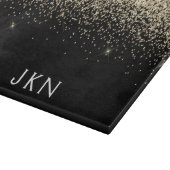 Monogramm-Monogramm-Gold-Schwarz-Glitzer Schneidebrett (Ecke)