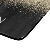 Monogramm-Monogramm-Gold-Schwarz-Glitzer Schneidebrett (Ecke)