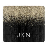 Monogramm-Monogramm-Gold-Schwarz-Glitzer Schneidebrett (Vorderseite)