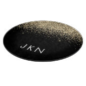Monogramm-Monogramm-Gold-Schwarz-Glitzer Schneidebrett (Ecke)