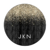 Monogramm-Monogramm-Gold-Schwarz-Glitzer Schneidebrett (Vorderseite)