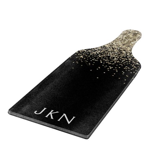Monogramm-Monogramm-Gold-Schwarz-Glitzer Schneidebrett (Ecke)
