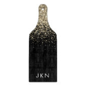 Monogramm-Monogramm-Gold-Schwarz-Glitzer Schneidebrett (Vorderseite)