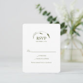 Monogramm Moosgrün RSVP Karte (Stehend Vorderseite)