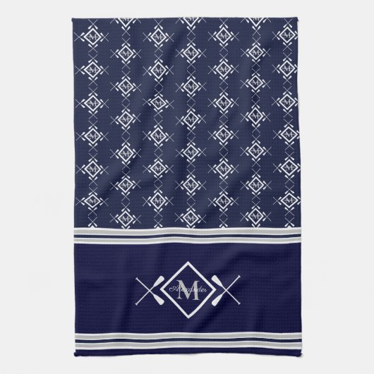 Monogramm-Motorboot Geschirrtuch (Vertikal)