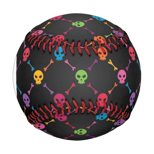 Monogramm Multicolor-Muster mit Schädeln Baseball (Vorderseite)