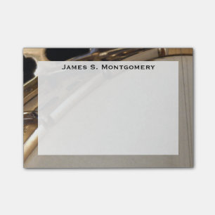 Monogramm Musik Weiß und Gold Banjo Post-it Klebezettel