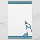 Monogramm-Musiknote und Streifen in Blautönen Briefpapier (Vorderseite)