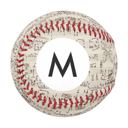 Monogramm-Musiknoten Baseball (Vorderseite Links)