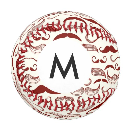 Monogramm Mustache Muster, Retrostil 3 Baseball (Vorderseite Links)