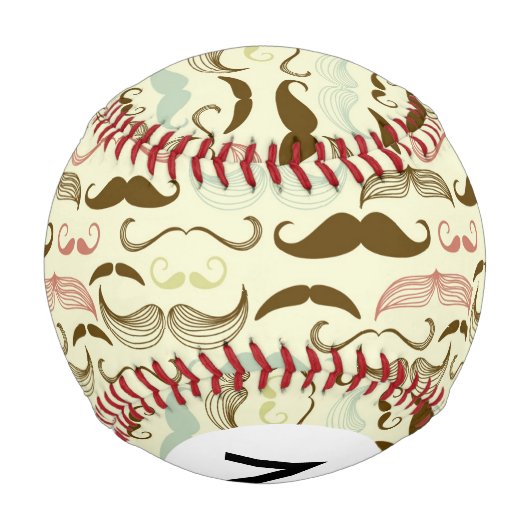 Monogramm Mustache Muster, Retrostil 4 Baseball (Rückseite)