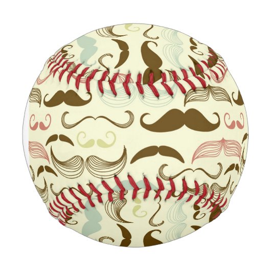 Monogramm Mustache Muster, Retrostil 4 Baseball (Vorderseite)