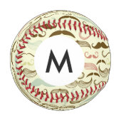 Monogramm Mustache Muster, Retrostil 4 Baseball (Vorderseite Links)