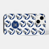 Monogramm Muster auf Volleybällen in Blau-Grau iPhone Hülle (Rückseite (Horizontal))