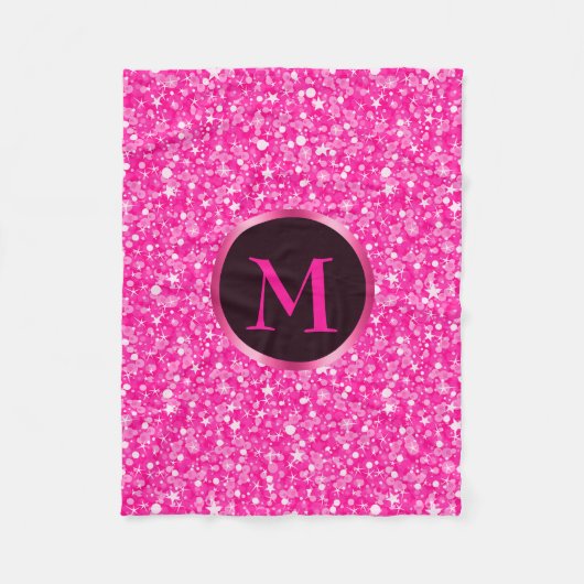 Monogramm Muster aus heißrosa Glitter Fleecedecke (Vorderseite)