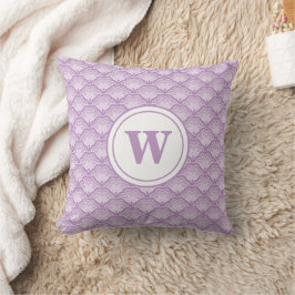 Monogramm Muster aus lila abstrakten Blumen Kissen