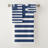 Monogramm Muster Blau und Weiß Badhandtuch Set (Insitu)