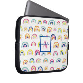 Monogramm Muster Boho Regenbogen Laptopschutzhülle (Vorne Rechts)