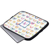 Monogramm Muster Boho Regenbogen Laptopschutzhülle (Vorne Knopf)