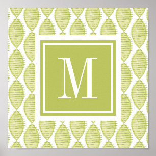 Monogramm   Muster der Hyge-Blume Poster