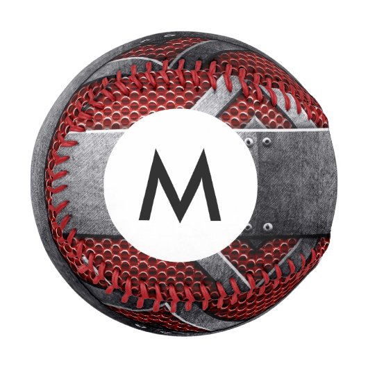 Monogramm Muster der Metallplatte Baseball (Vorderseite Links)