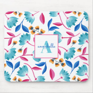 Monogramm Muster der Volkskunst mit Blumenmuster Mousepad