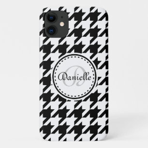 Monogramm-Muster des Schwarz-weißen grauen Hahnent Case-Mate iPhone Hülle