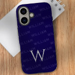 Monogramm Muster einfache Typografie<br><div class="desc">Dieses elegante und stilvolle iPhone 16 Gehäuse mit einem modernen Monogramm-Muster, das mit Einfachheit und Eleganz im Sinne entworfen wurde. Der Fall zeigt ein personalisiertes Namensmuster mit einem sauberen, zeitgenössischen Schriftart und ist damit das perfekte Accessoire für diejenigen, die sowohl Individualität als auch Minimalismus schätzen. Die herausragende Funktion ist das...</div>